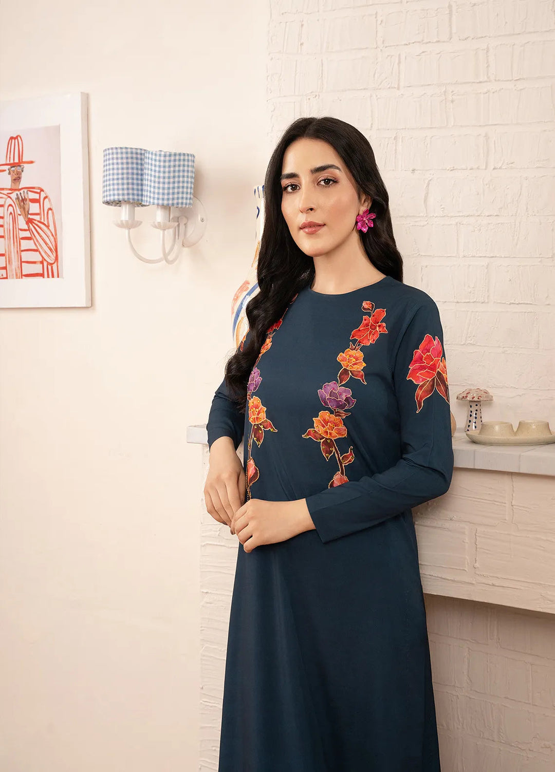 Stitch Vibes Pret Printed Crepe 2 Piece Dark Navy Dress