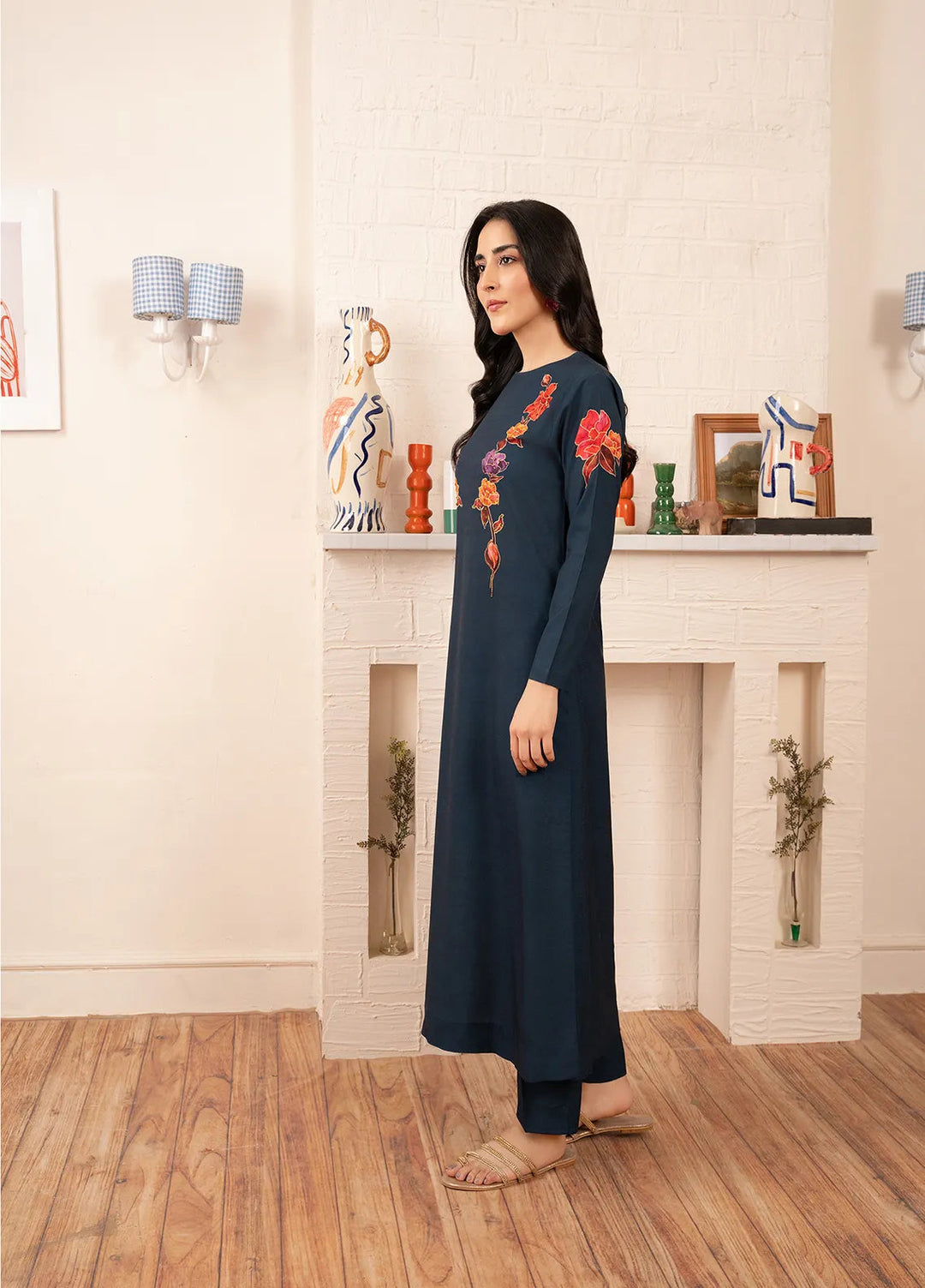 Stitch Vibes Pret Printed Crepe 2 Piece Dark Navy Dress