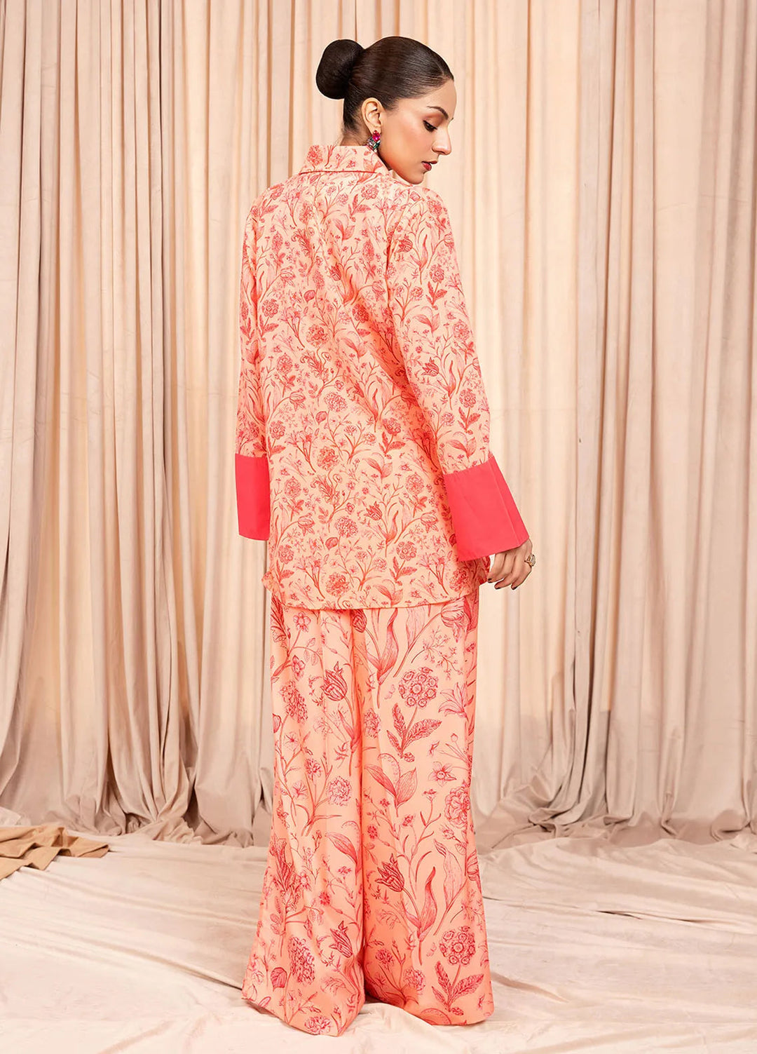 Stitch Vibes Pret Printed Crepe 2 Piece Suit Coral Blush