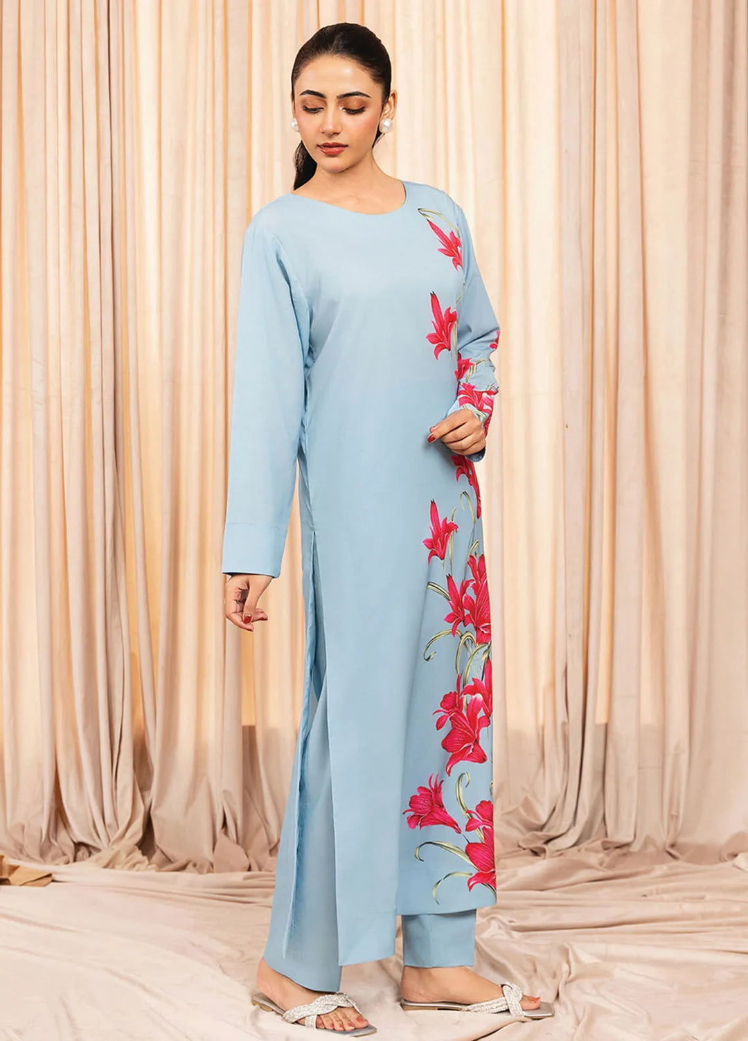 Stitch Vibes Pret Printed Crepe 2 Piece Suit Frosted Blue