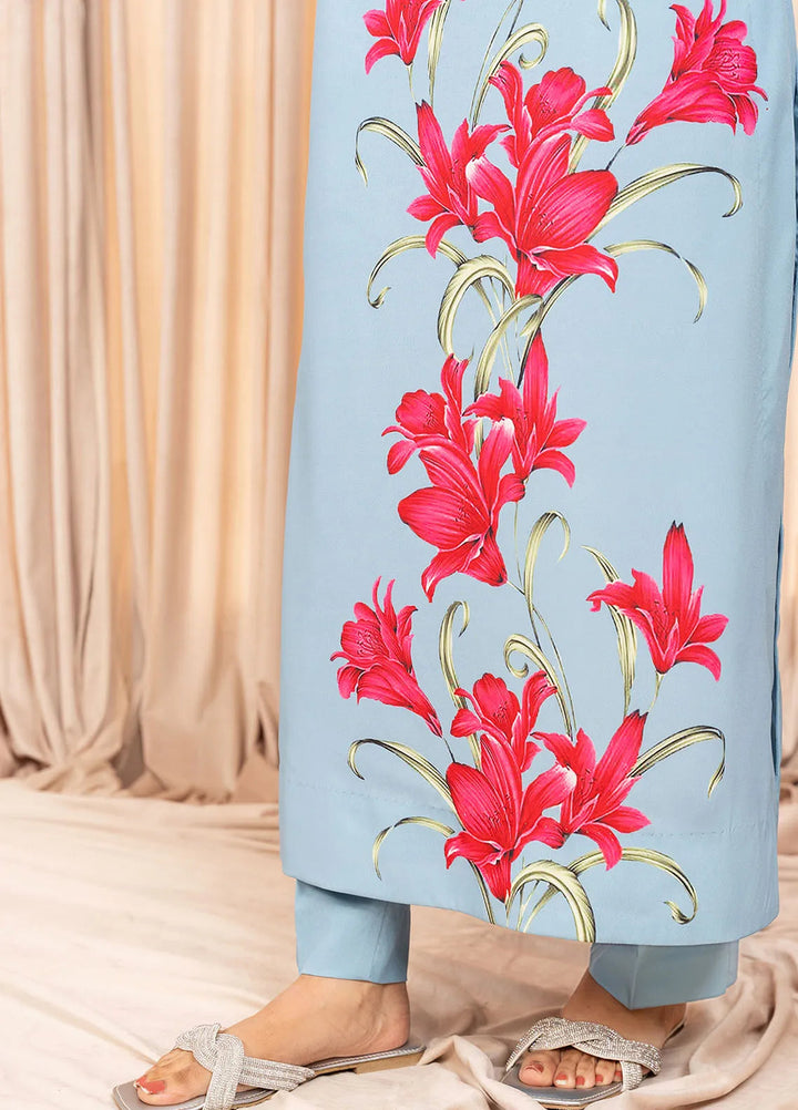 Stitch Vibes Pret Printed Crepe 2 Piece Suit Frosted Blue