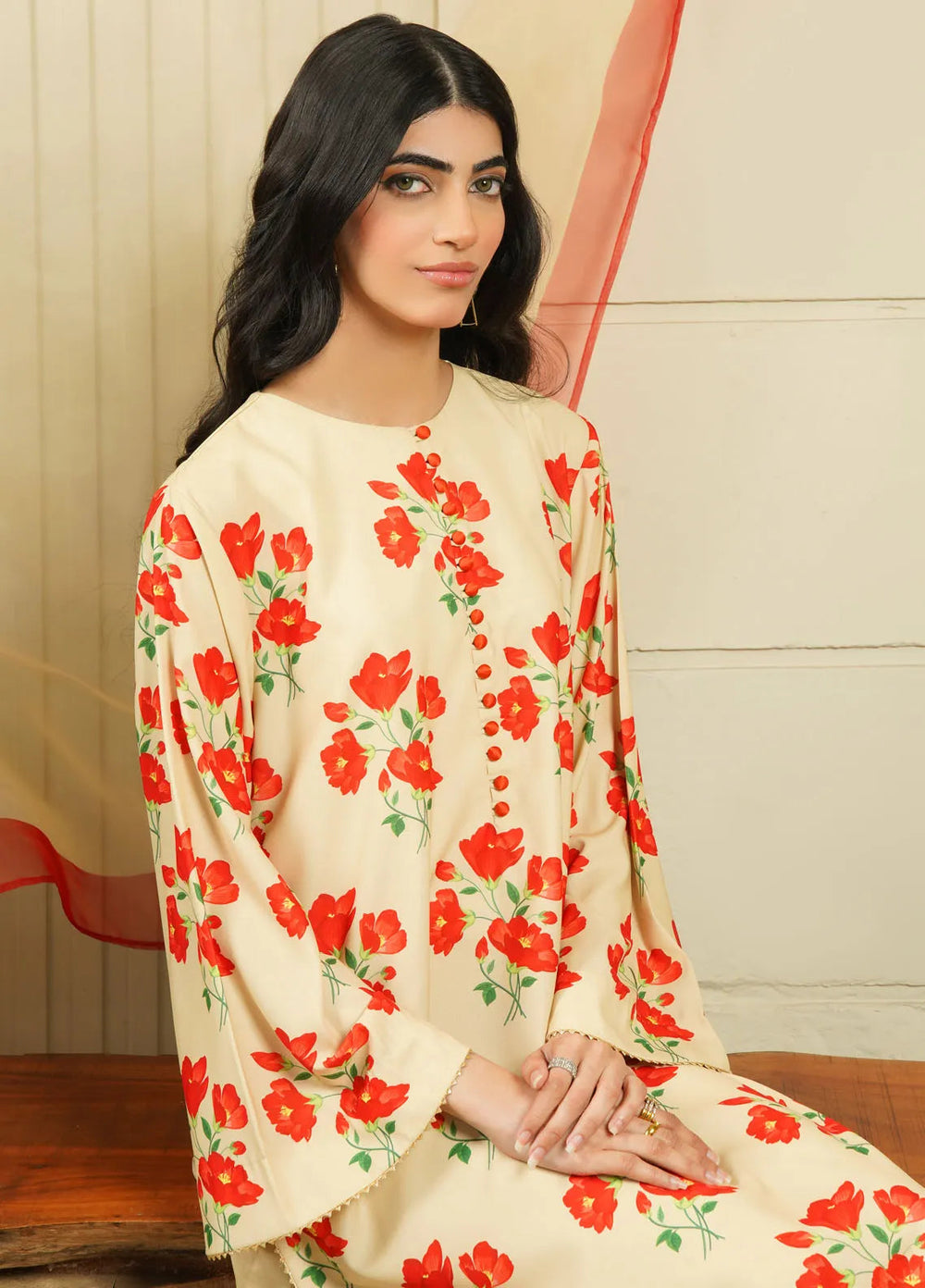 Stitch Vibes Pret Printed Crepe 3 Piece Suit Tuscan Bloom Dress