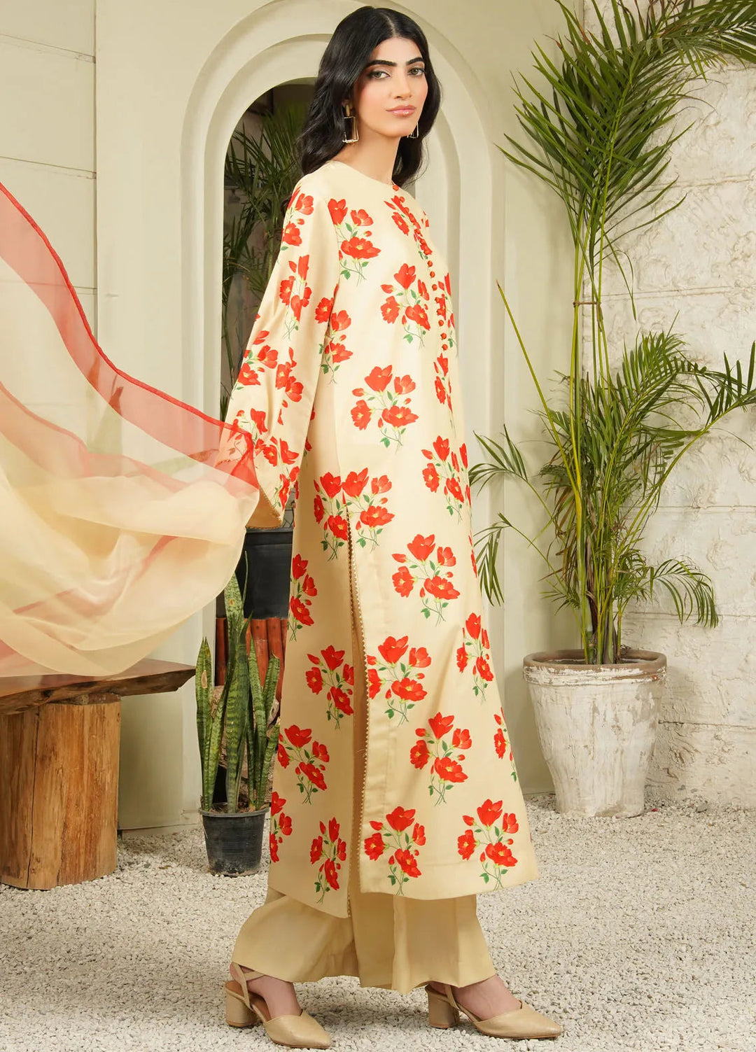 Stitch Vibes Pret Printed Crepe 3 Piece Suit Tuscan Bloom Dress