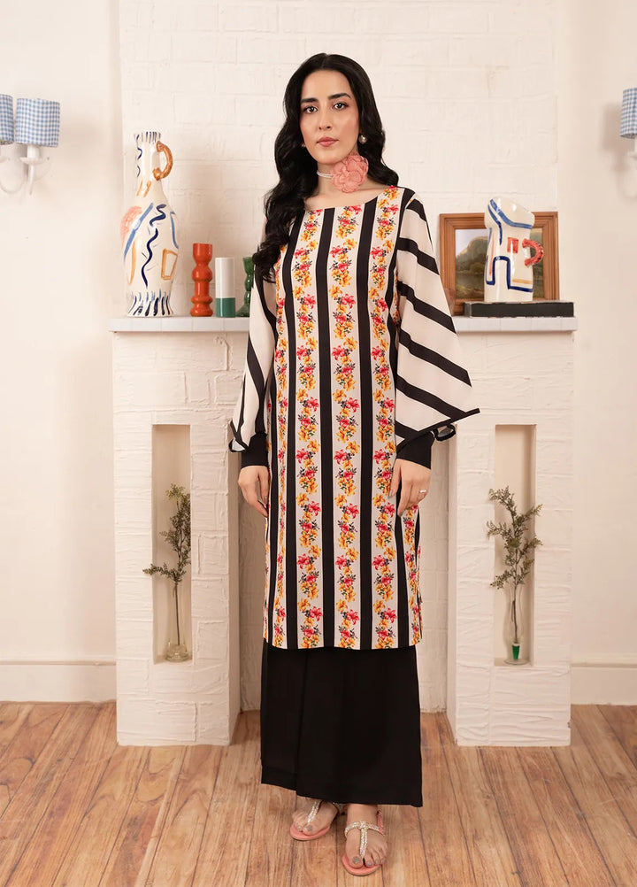 Stitch Vibes Pret Printed Crepe Striped Floral Shirt