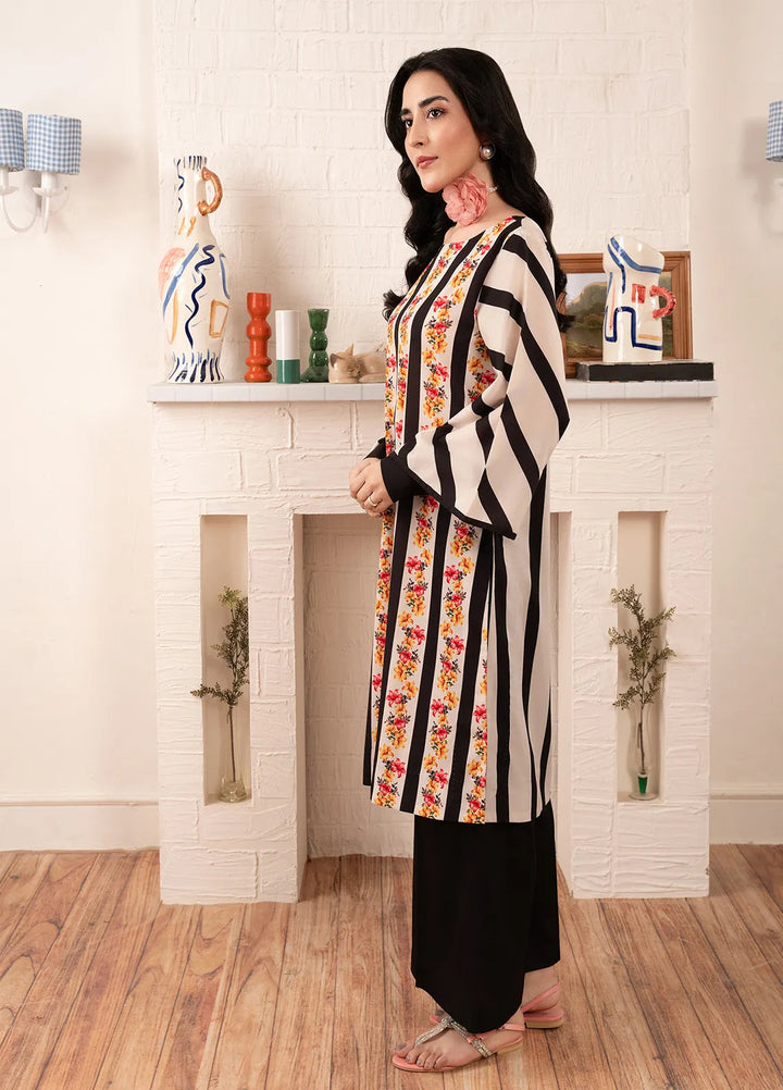 Stitch Vibes Pret Printed Crepe Striped Floral Shirt