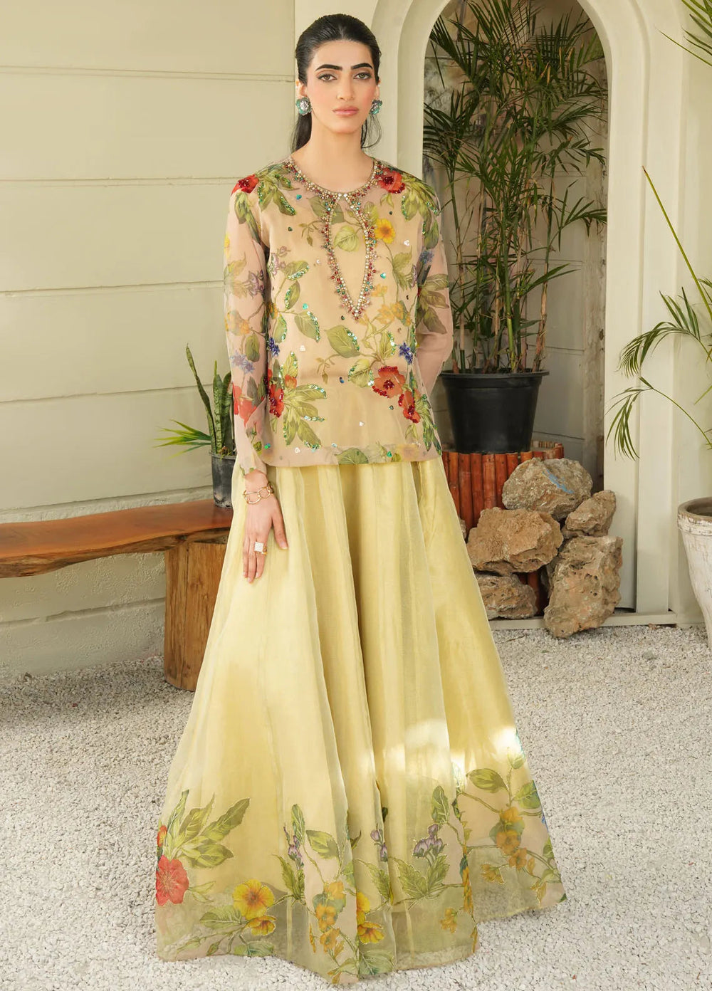 Stitch Vibes Pret Printed Zari Net 3 Piece Suit Ayla Verde