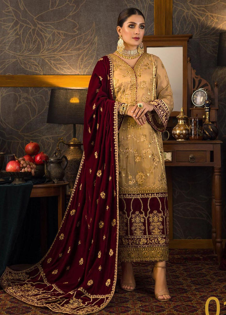 Zainab Chottani Pret Embroidered Velvet 3 Piece Suit ZC21FW 01 Jahan Ara