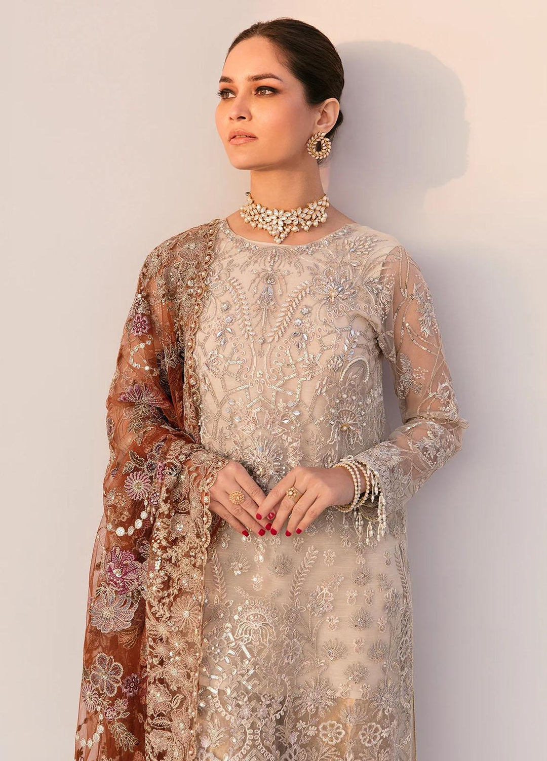 Baroque Pret Embroidered Net 3 Piece Dress BQU-CH11-D03-P