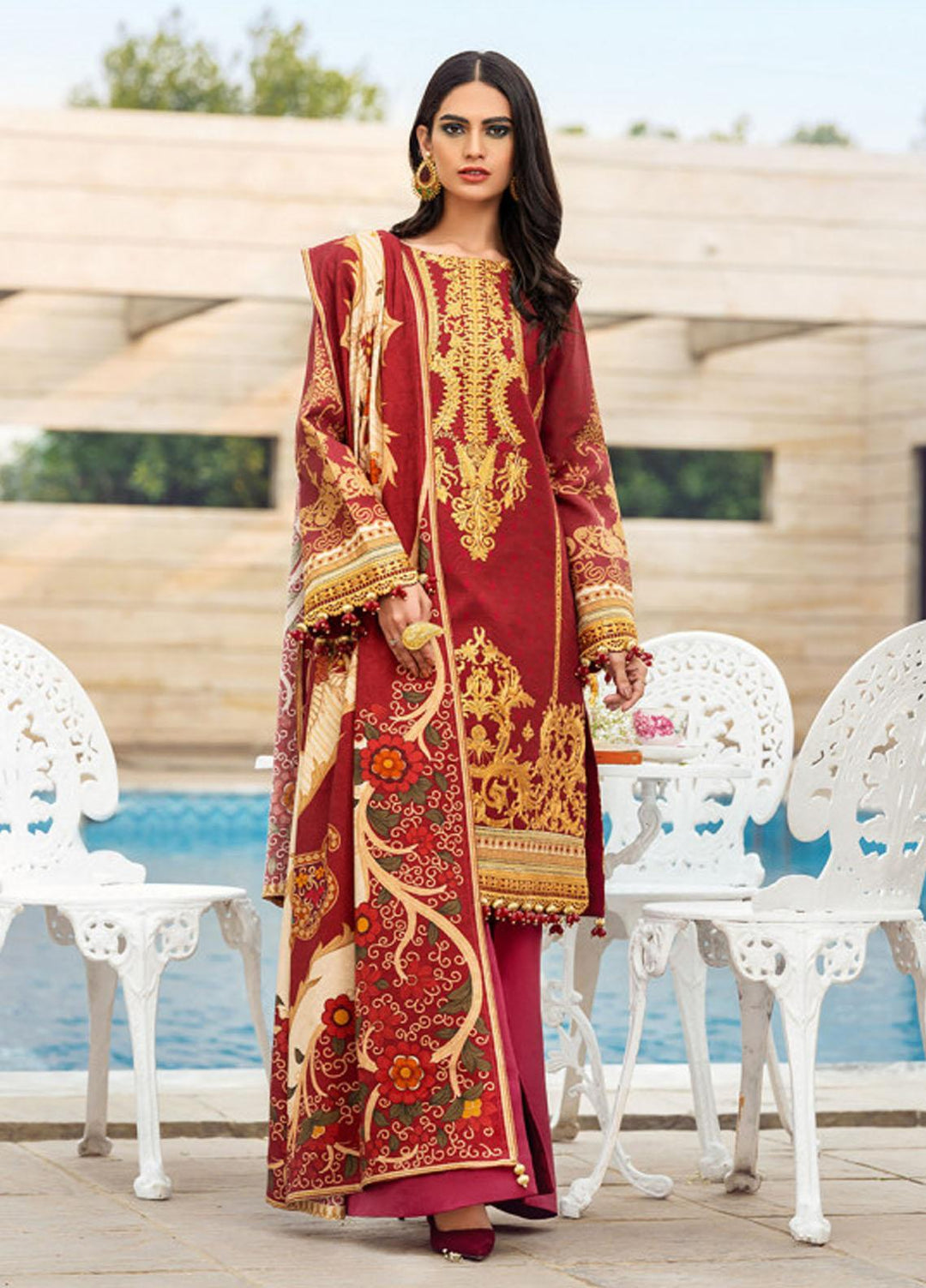 Gulaal Pret Embroidered Khaddar 3 Piece Dress GW-02-P