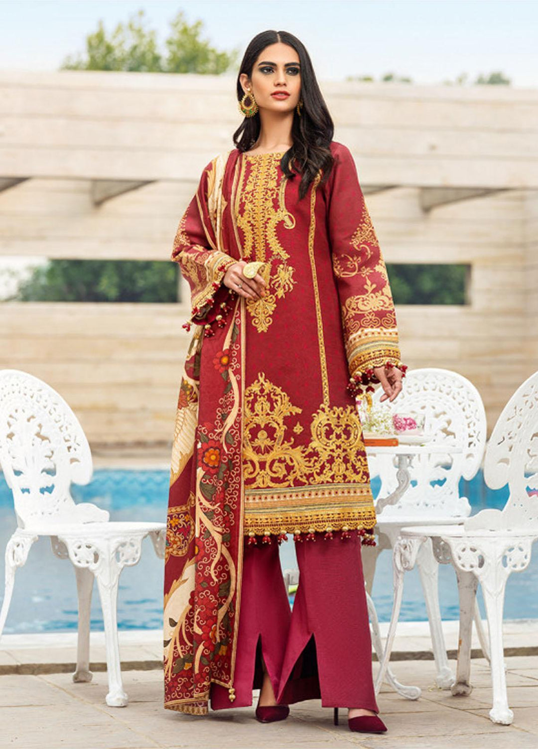 Gulaal Pret Embroidered Khaddar 3 Piece Dress GW-02-P