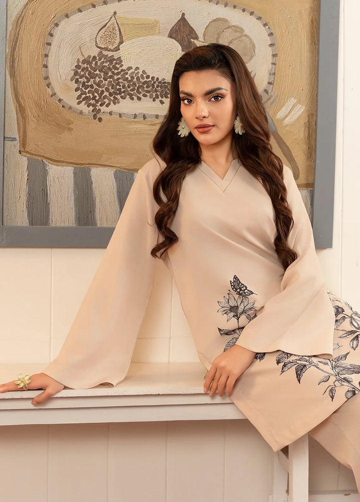 Stitch Vibes Pret Printed Crepe 2 Piece Suit Ivory Co-Ord set