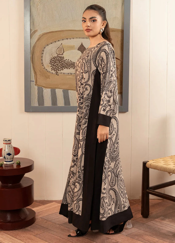 Stitch Vibes Pret Printed Crepe Kurit Black Paisley Long Shirt