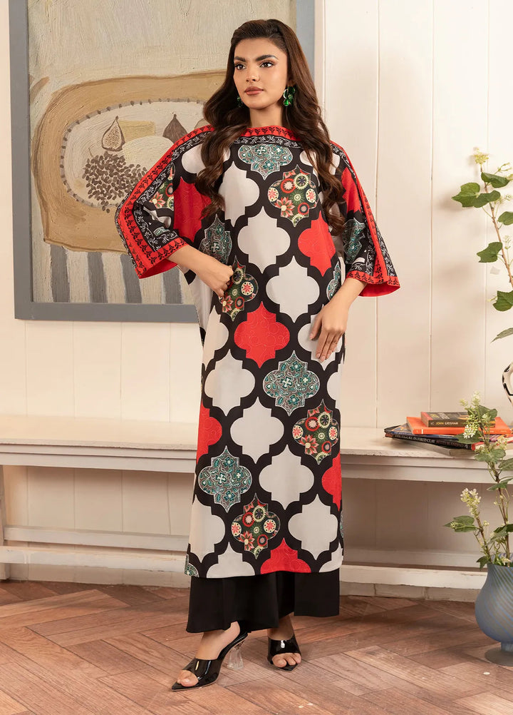 Stitch Vibes Pret Printed Crepe Kurit Multi Batwing Shirt