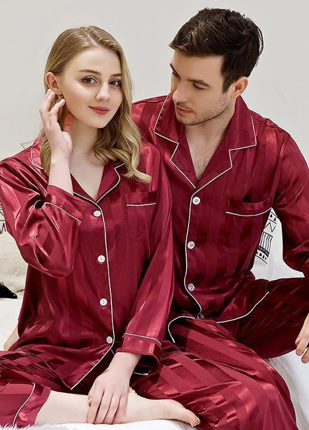 Studio By Arj Couple Pajama Set Casual Polyester 4 Piece Suit ARJ-COUP-02-BDG