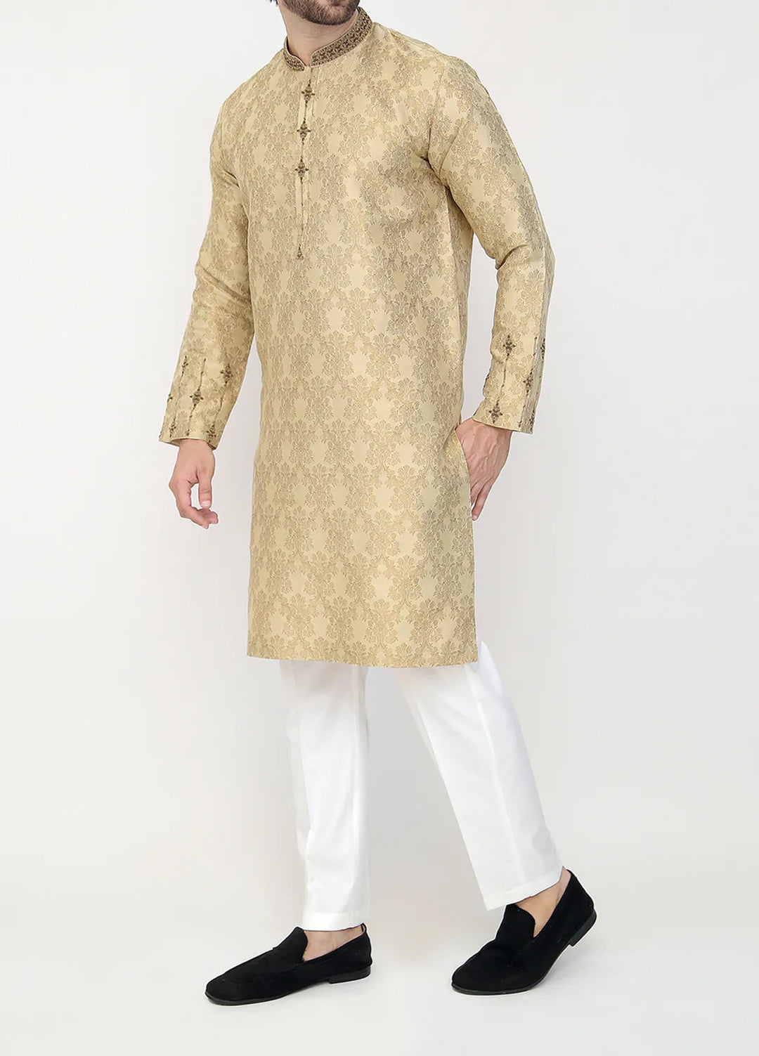 Stylish Banarsi Embroidered Men Kurta Pajama - SK-1251