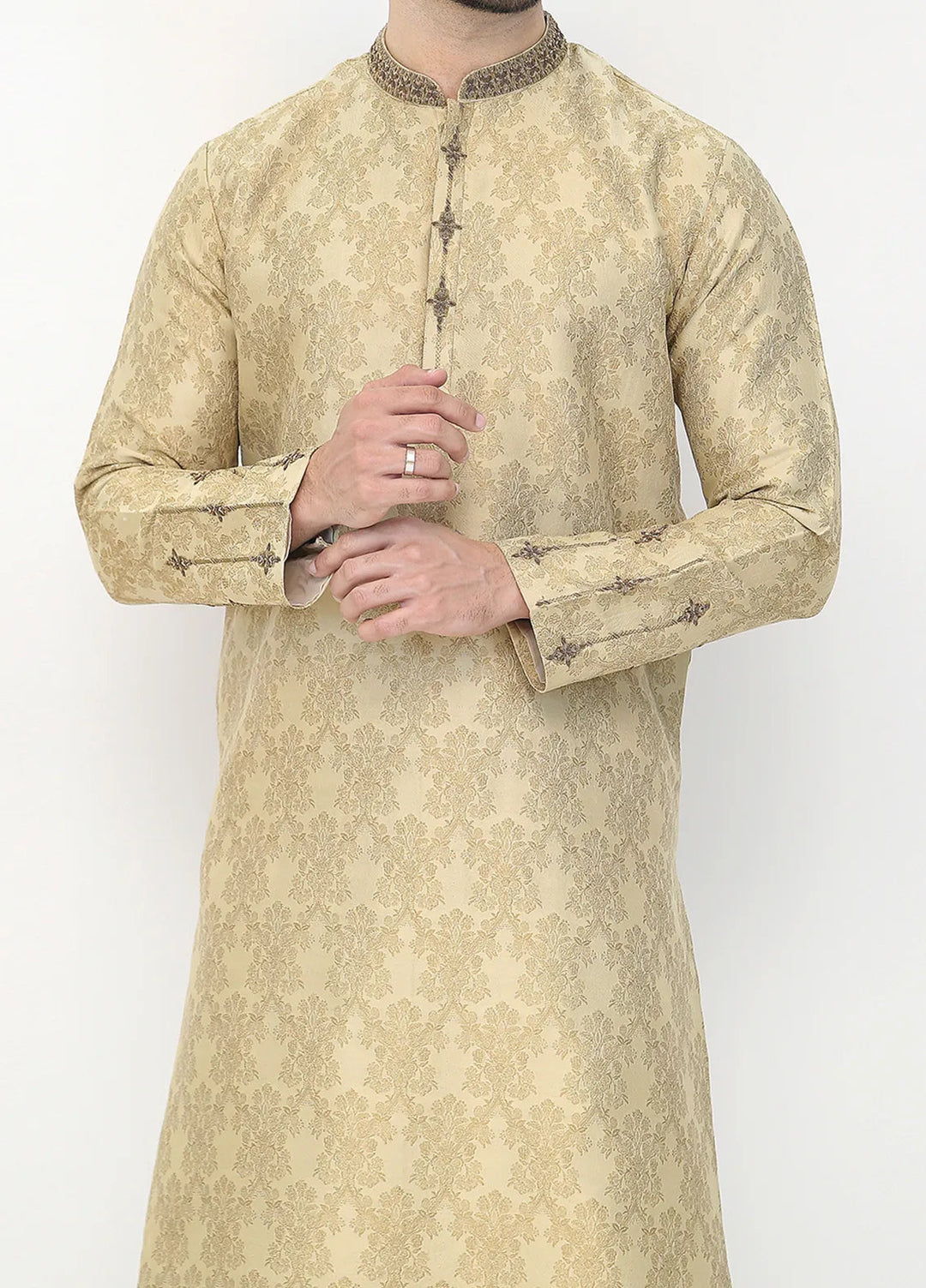 Stylish Banarsi Embroidered Men Kurta Pajama - SK-1251
