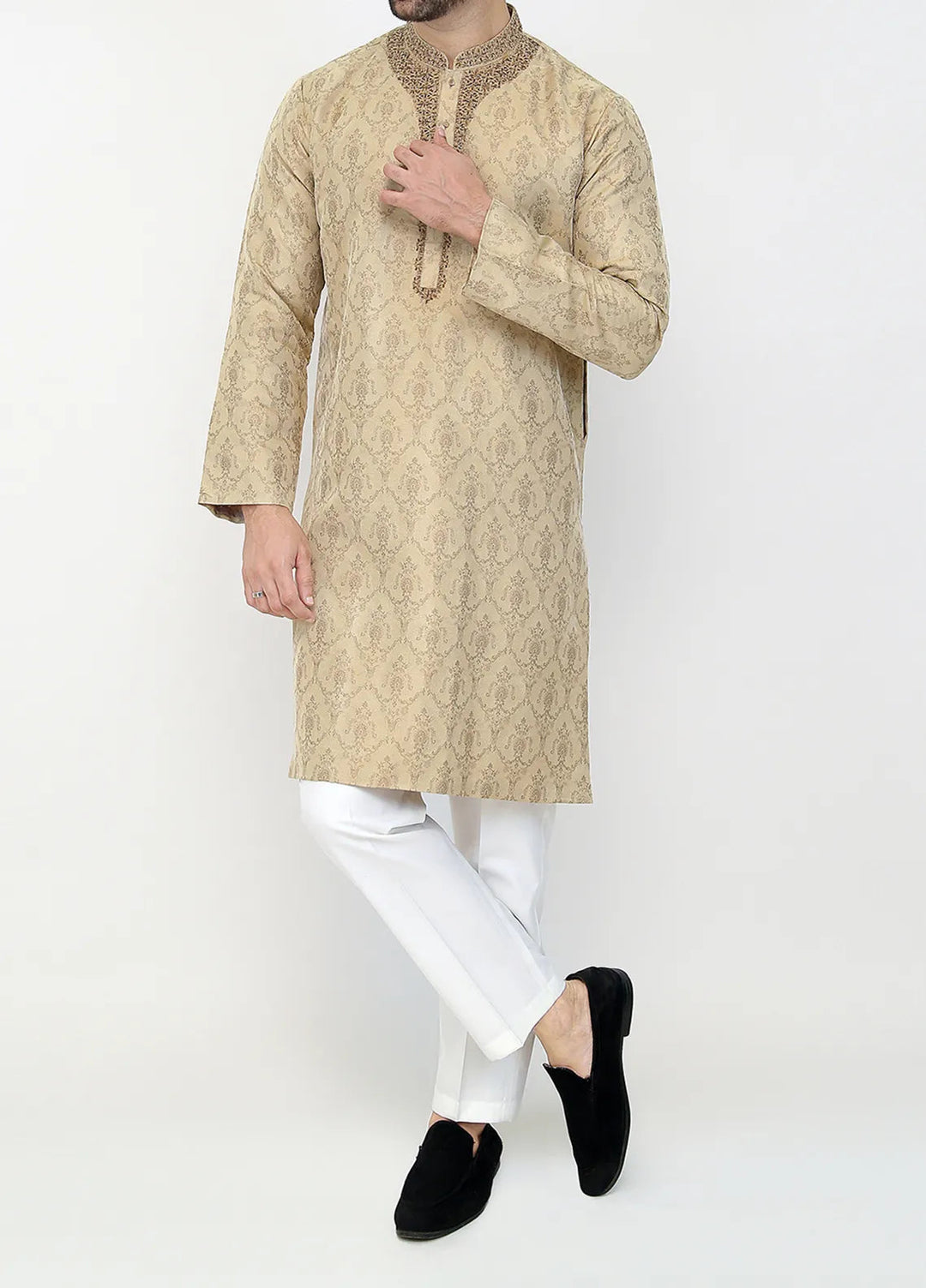 Stylish Banarsi Embroidered Men Kurta Pajama - SK-1252