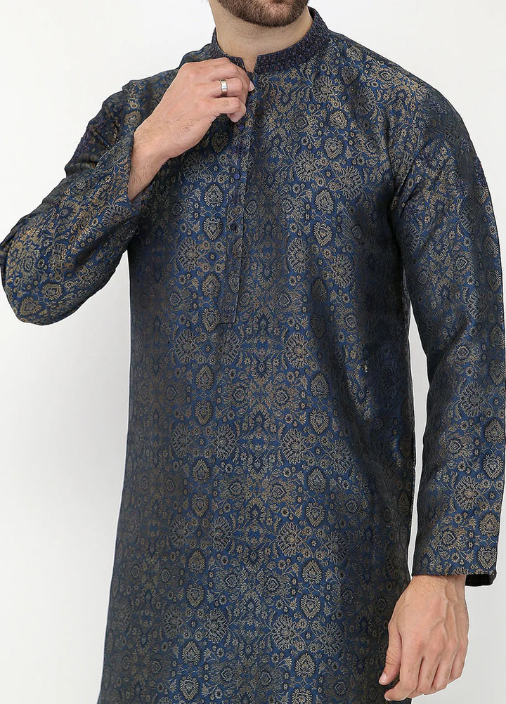 Stylish Banarsi Embroidered Men Kurta Pajama - SK-1256