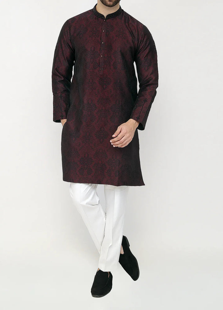 Stylish Banarsi Embroidered Men Kurta Pajama - SK-1257