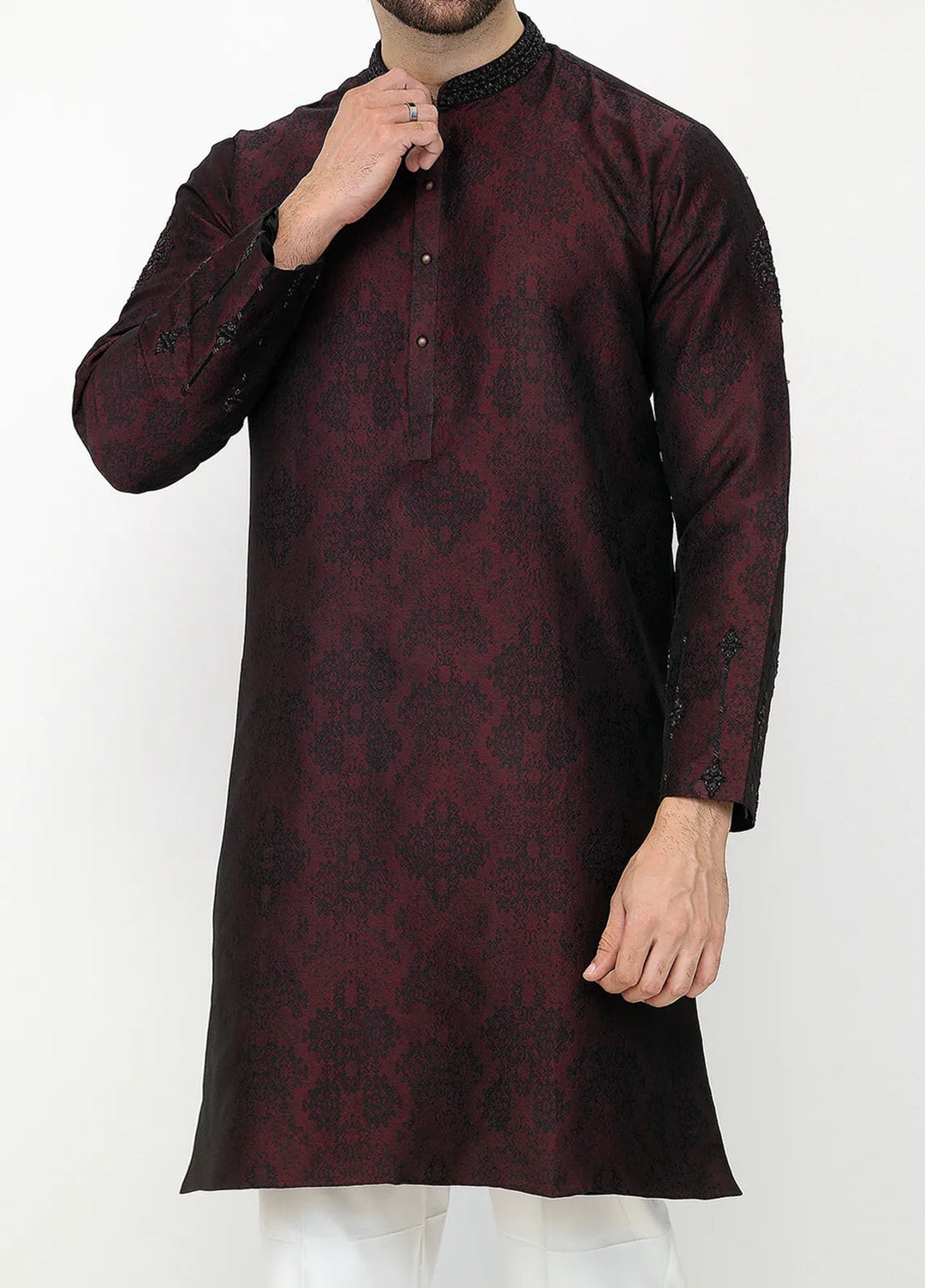 Stylish Banarsi Embroidered Men Kurta Pajama - SK-1257