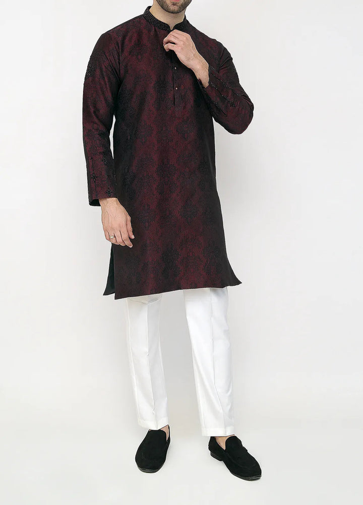 Stylish Banarsi Embroidered Men Kurta Pajama - SK-1257
