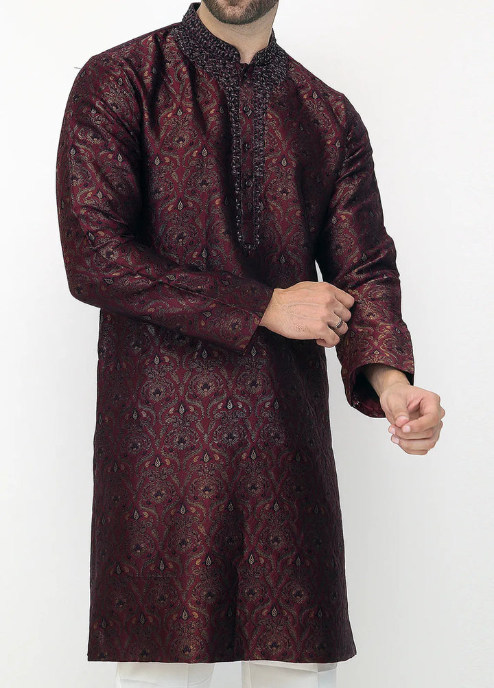 Stylish Banarsi Embroidered Men Kurta Pajama - SK-1258