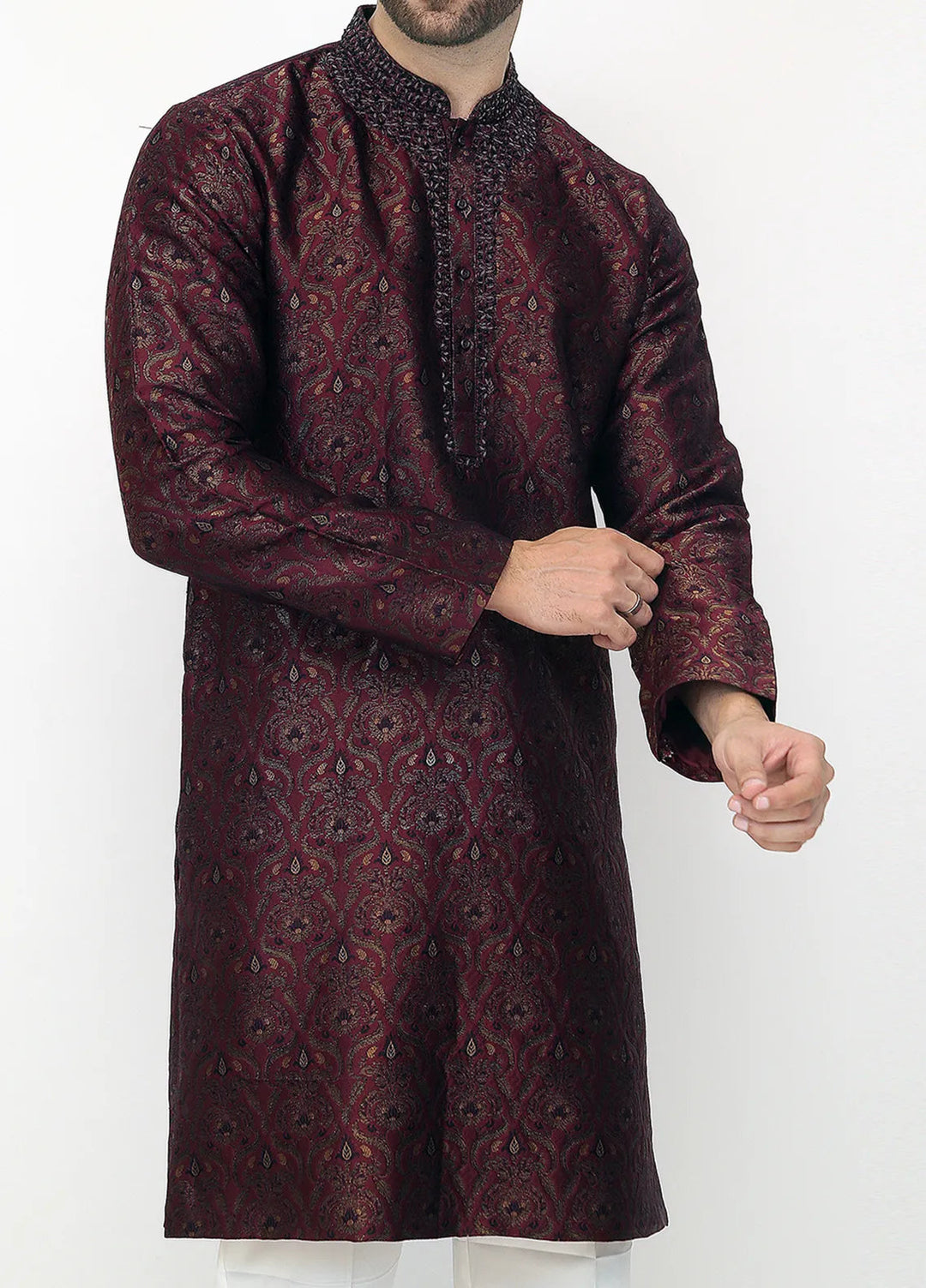 Stylish Banarsi Embroidered Men Kurta Pajama - SK-1258