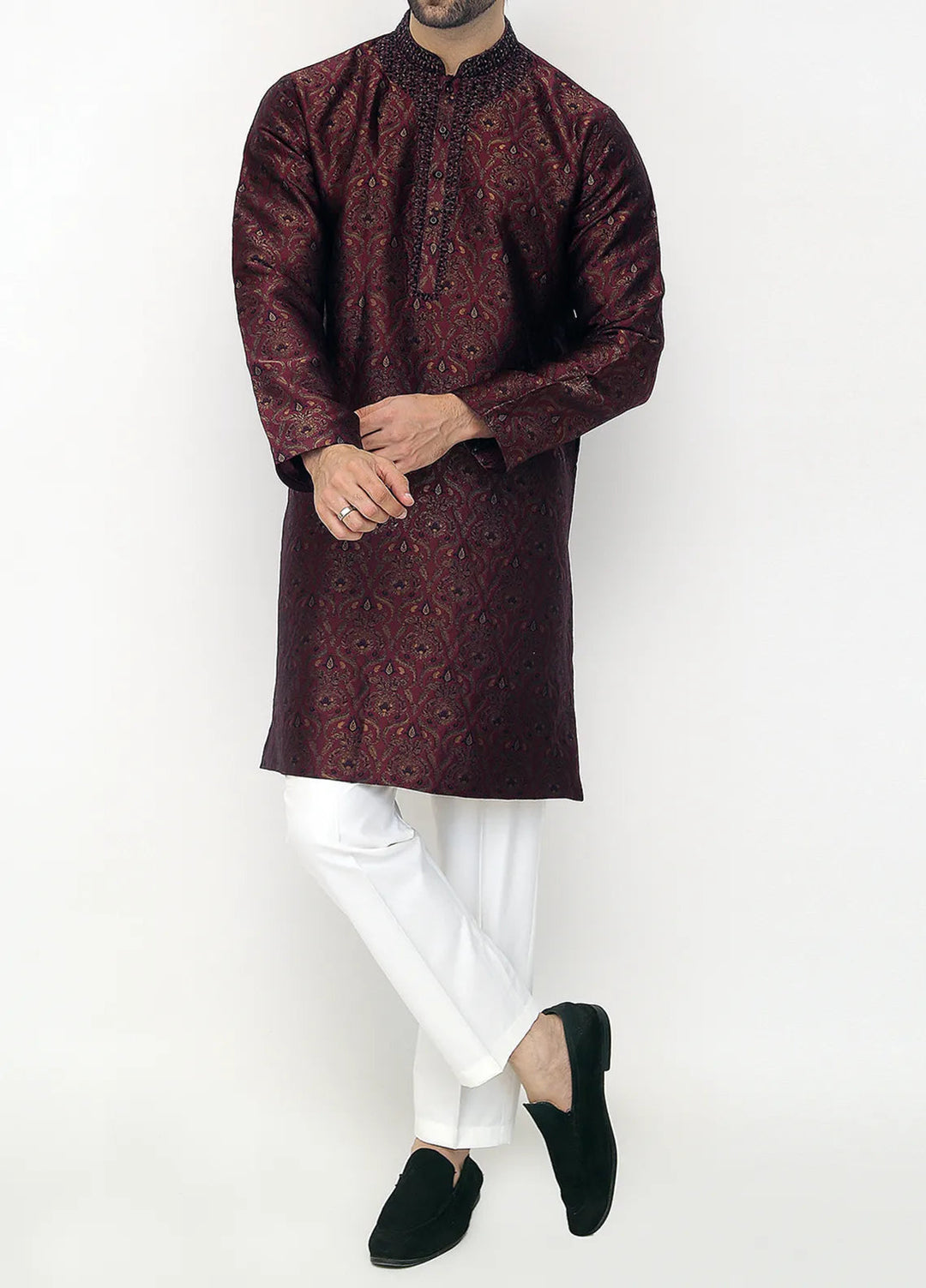 Stylish Banarsi Embroidered Men Kurta Pajama - SK-1258