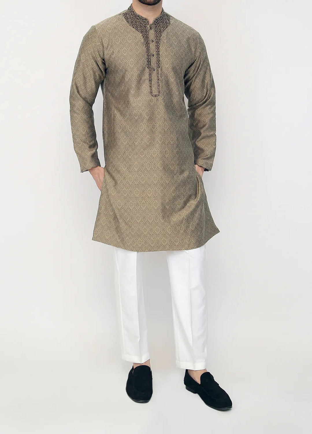 Stylish Banarsi Embroidered Men Kurta Pajama - SK-1260