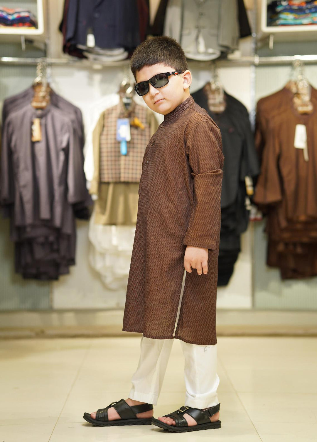 Stylish Cotton Formal Kids Kurta Pajama for Boys -  K-1836-A Golden