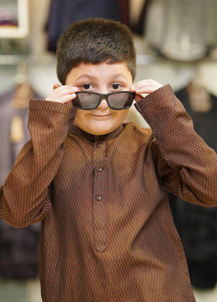 Stylish Cotton Formal Kids Kurta Pajama for Boys -  K-1836-A Golden