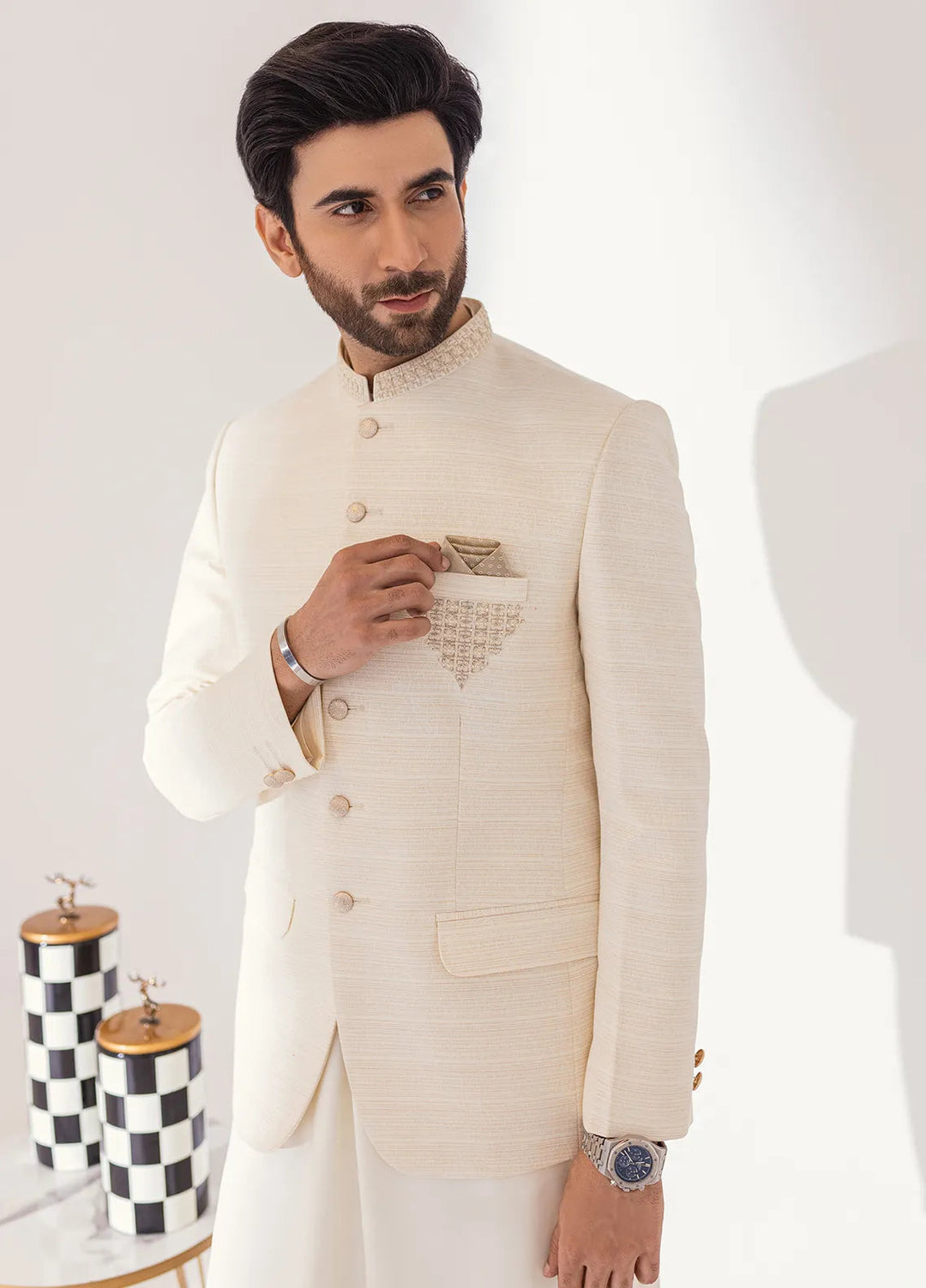 Stylish Embroidered Men Fancy Prince Coat - PC-381