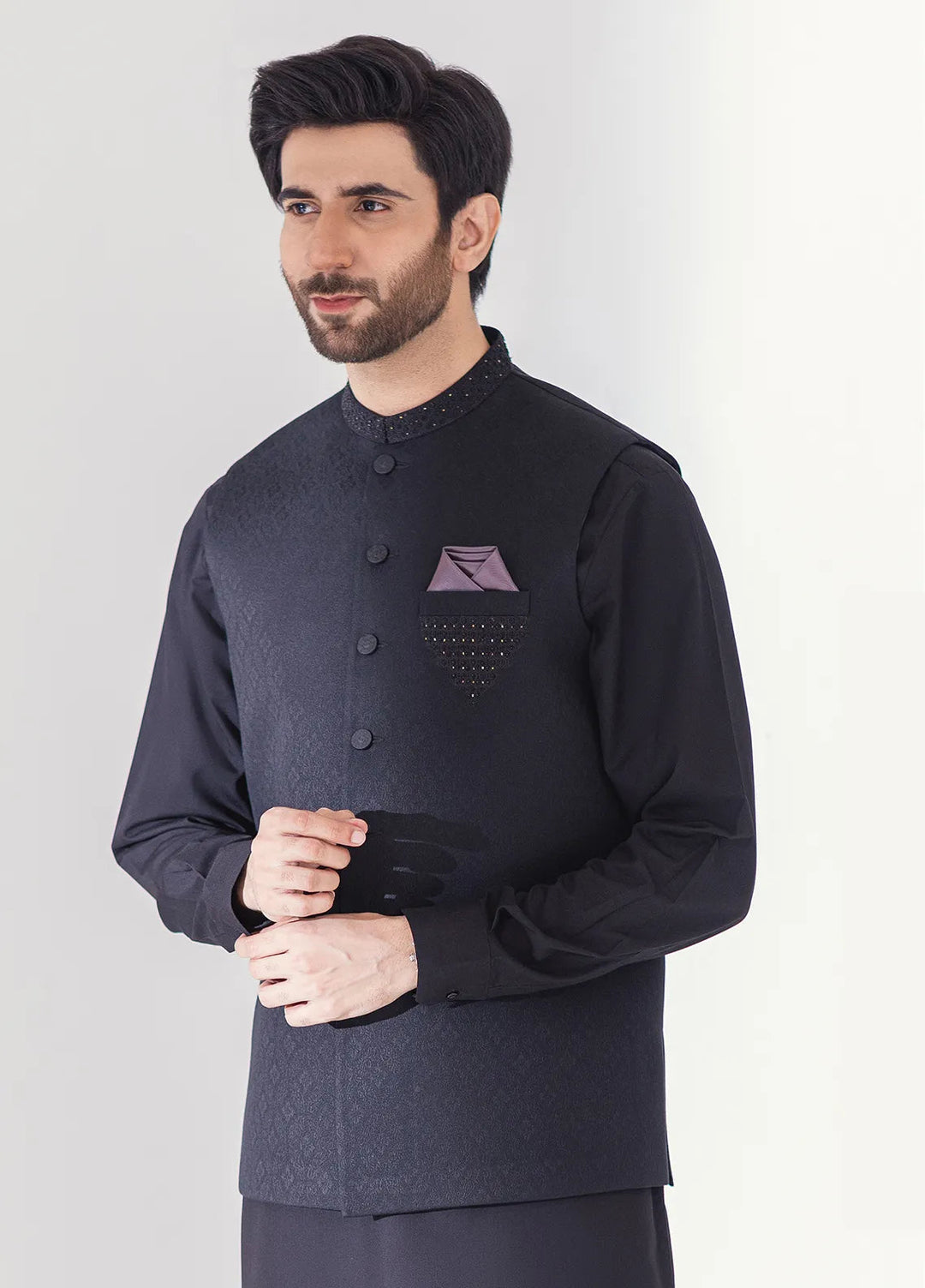 Stylish Embroidered Men Fancy Waistcoat - W-1974