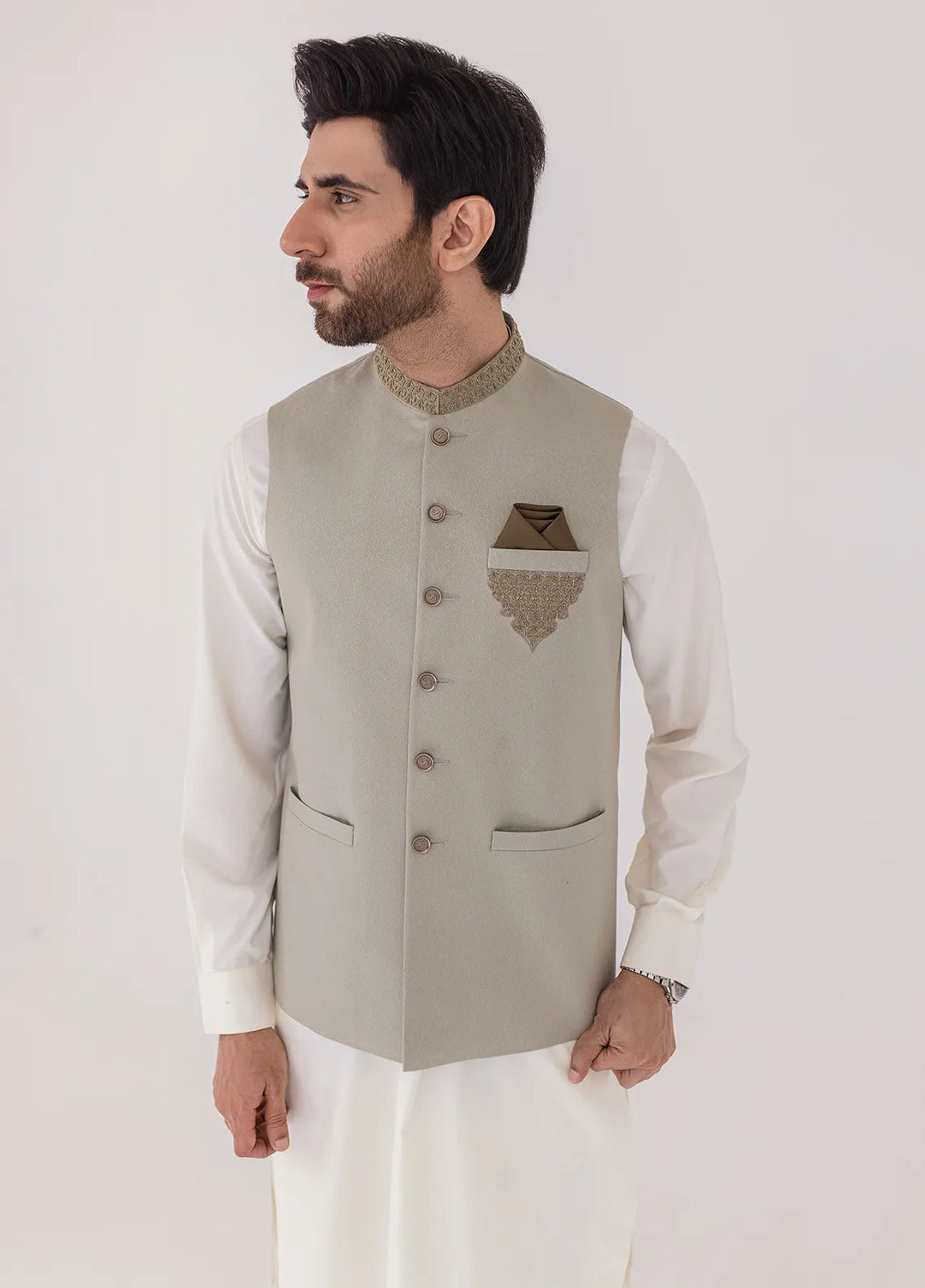 Stylish Embroidered Men Maysori Waistcoat - W-2102
