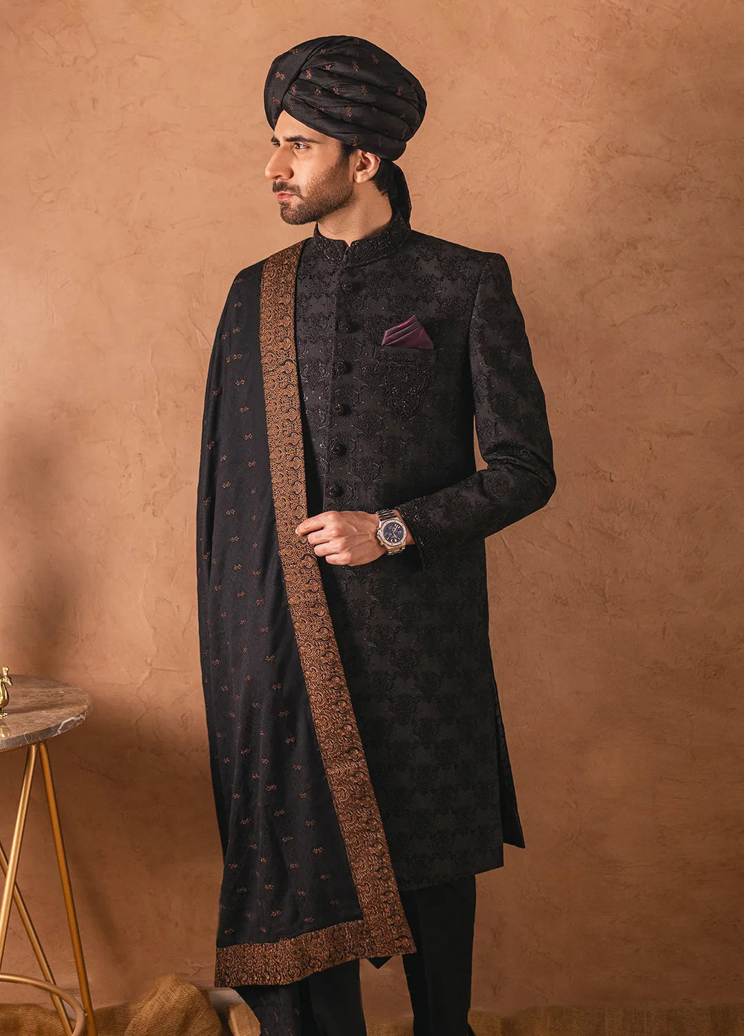 Stylish Embroidered Men Sherwani - SHR-14
