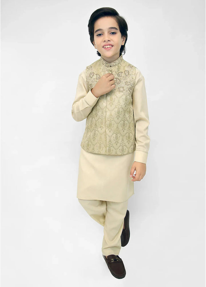 Stylish Garments Kids 3 Piece Shalwar Kameez WaistCoat Suit K-3203