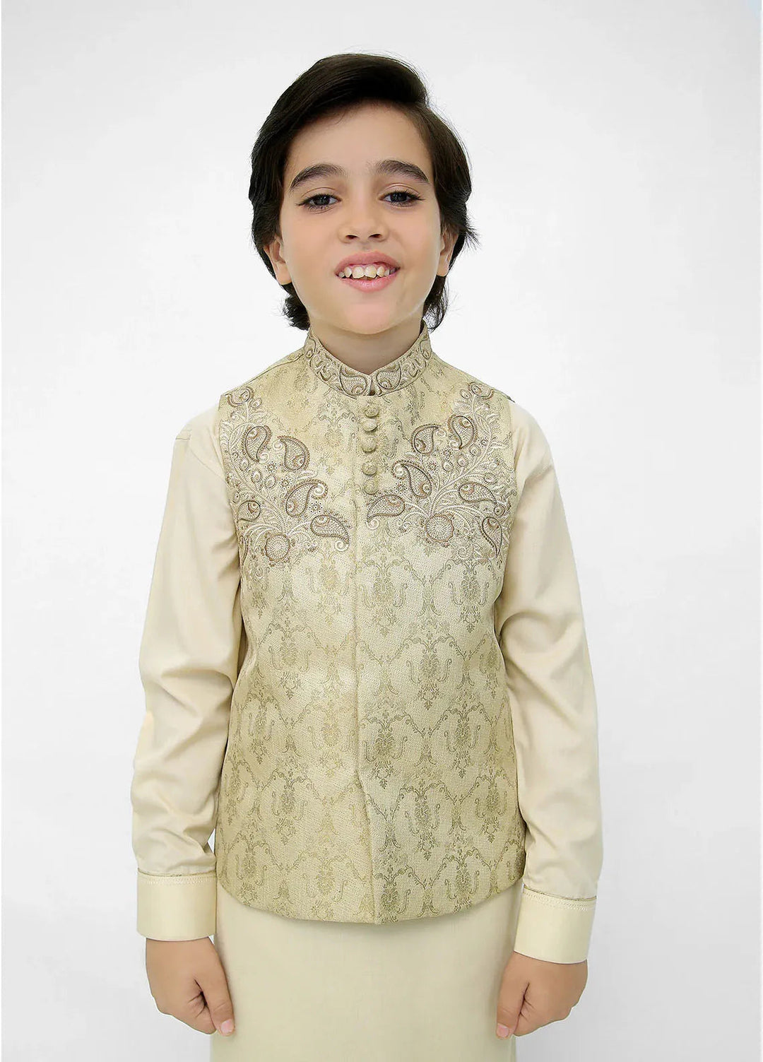 Stylish Garments Kids 3 Piece Shalwar Kameez WaistCoat Suit K-3203