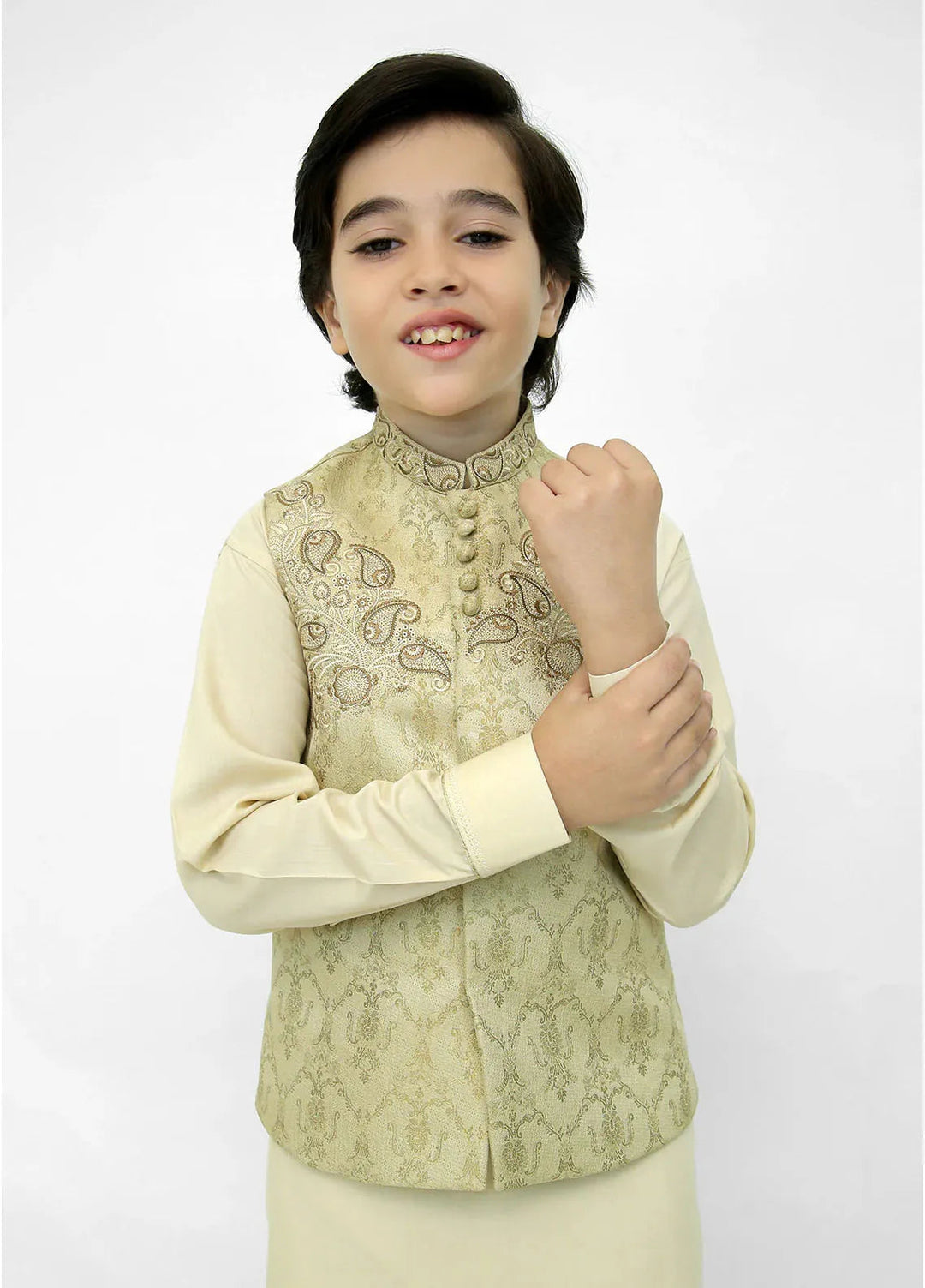 Stylish Garments Kids 3 Piece Shalwar Kameez WaistCoat Suit K-3203