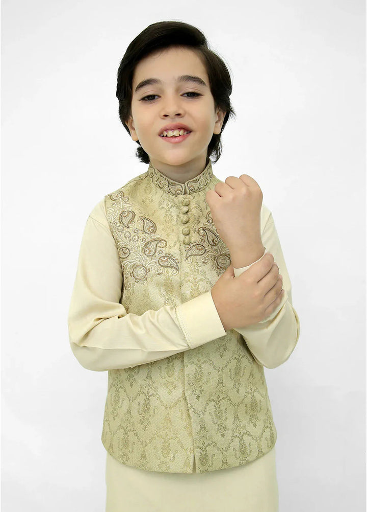 Stylish Garments Kids 3 Piece Shalwar Kameez WaistCoat Suit K-3203