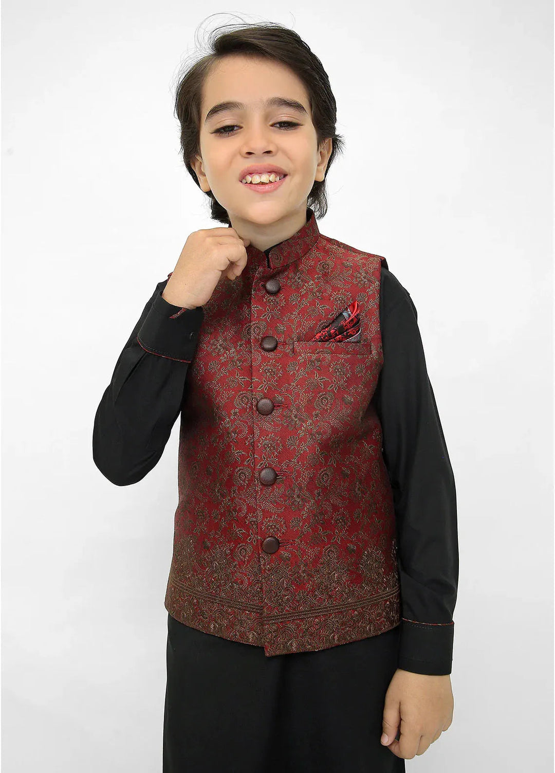 Stylish Garments Kids 3 Piece Shalwar Kameez WaistCoat Suit K-3204