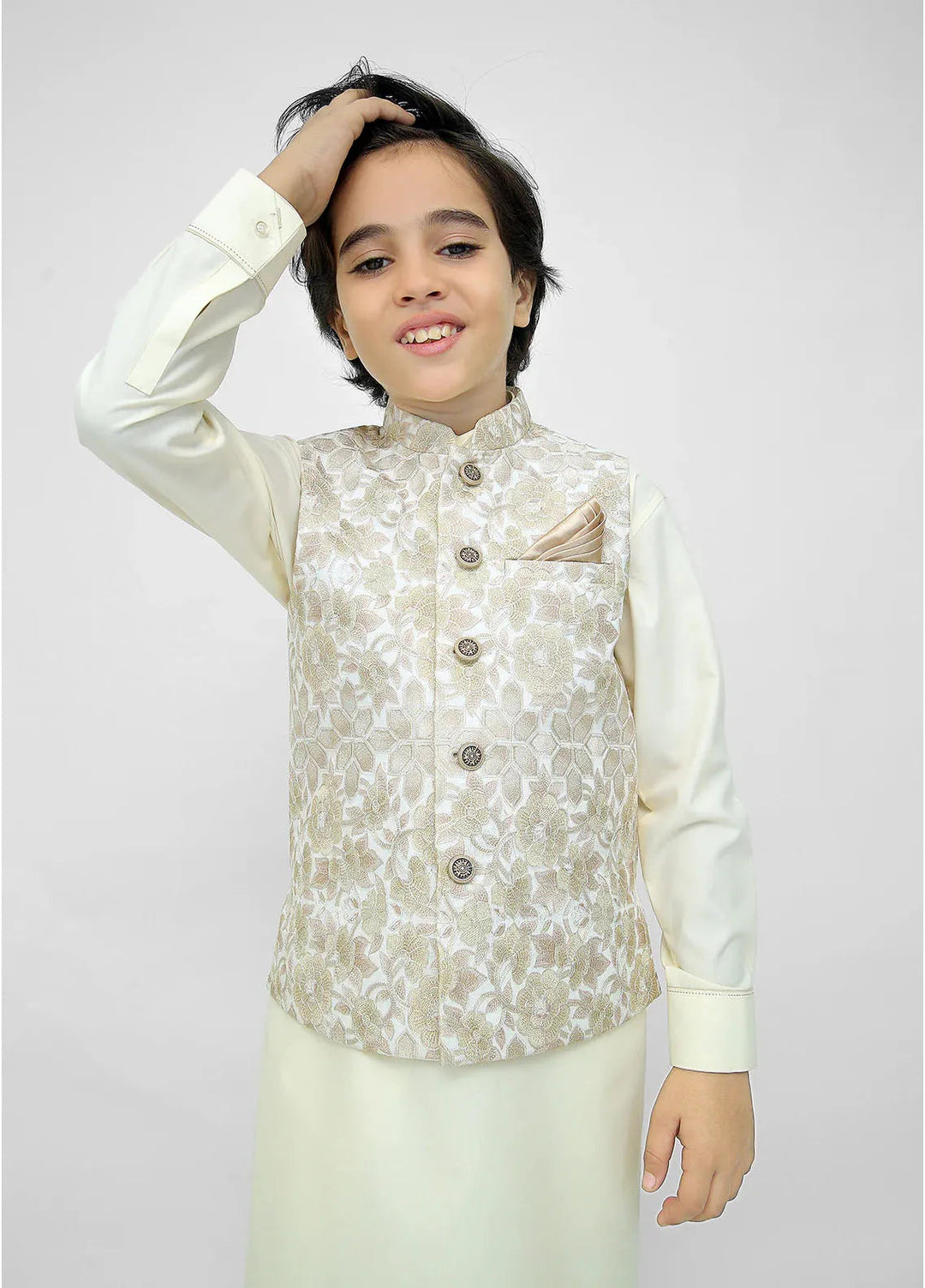 Stylish Garments Kids 3 Piece Shalwar Kameez WaistCoat Suit K-3226
