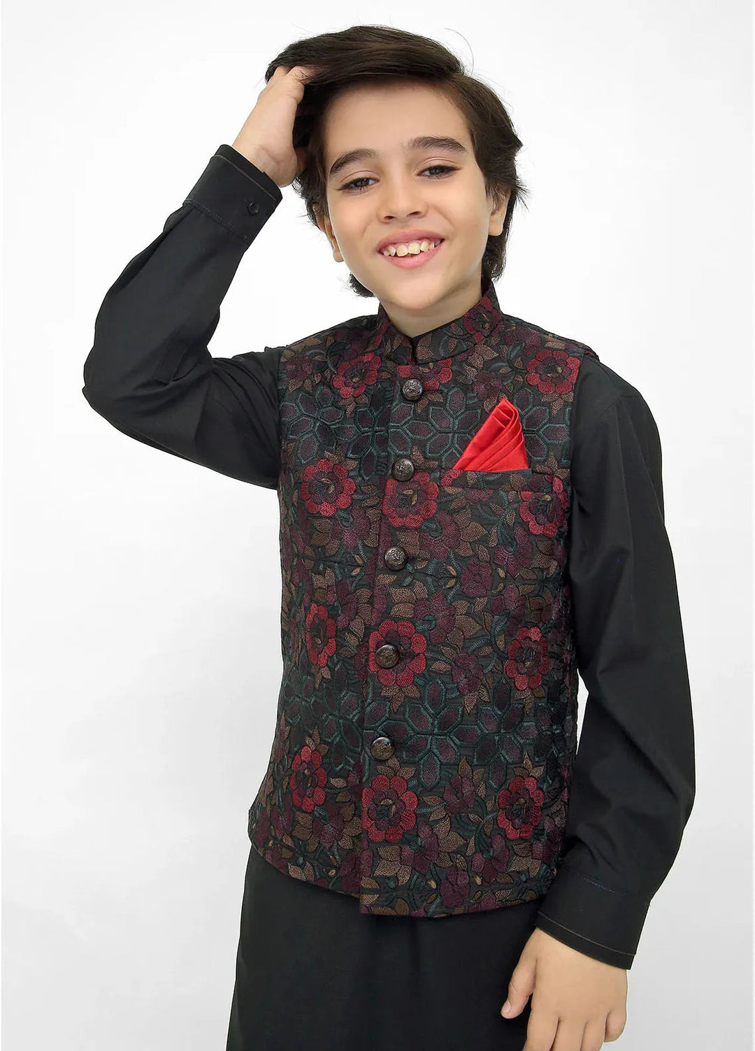 Stylish Garments Kids 3 Piece Shalwar Kameez WaistCoat Suit K-3227
