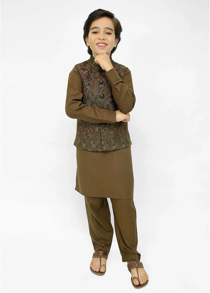 Stylish Garments Kids 3 Piece Shalwar Kameez WaistCoat Suit K-3228