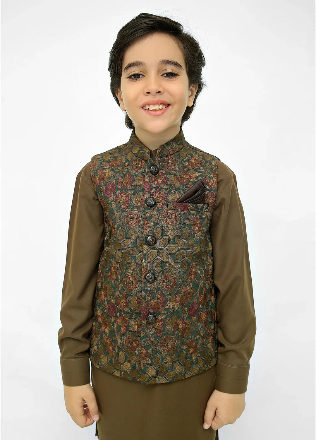 Stylish Garments Kids 3 Piece Shalwar Kameez WaistCoat Suit K-3228
