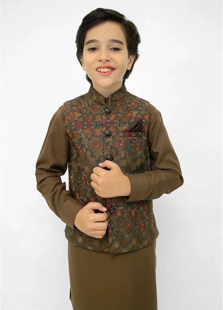 Stylish Garments Kids 3 Piece Shalwar Kameez WaistCoat Suit K-3228