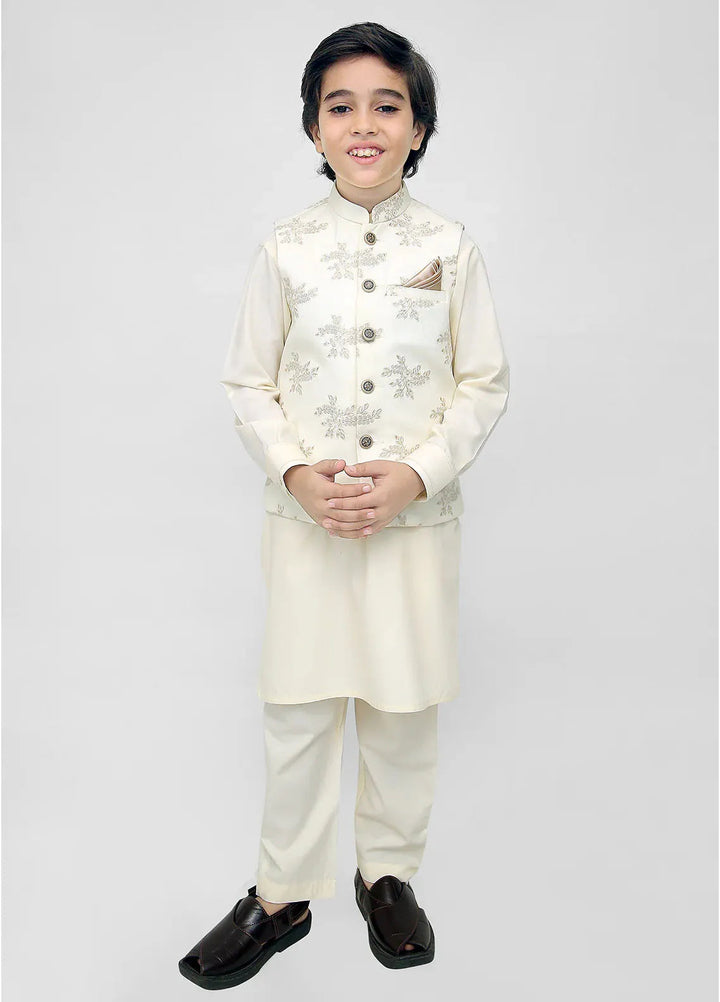 Stylish Garments Kids 3 Piece Shalwar Kameez WaistCoat Suit K-3235