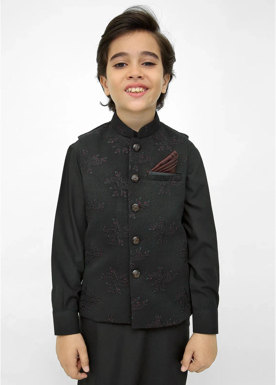 Stylish Garments Kids 3 Piece Shalwar Kameez WaistCoat Suit K-3236