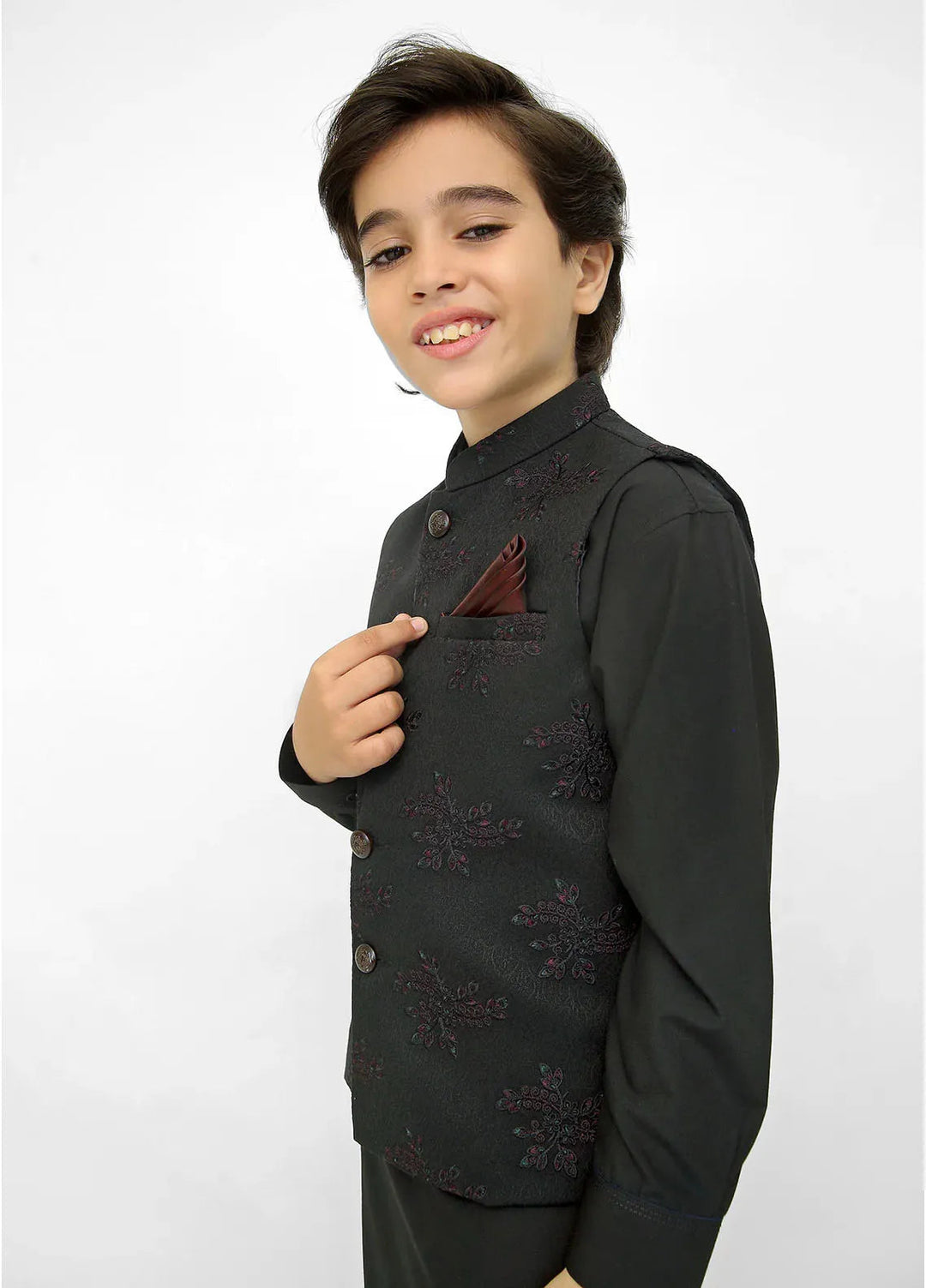 Stylish Garments Kids 3 Piece Shalwar Kameez WaistCoat Suit K-3236