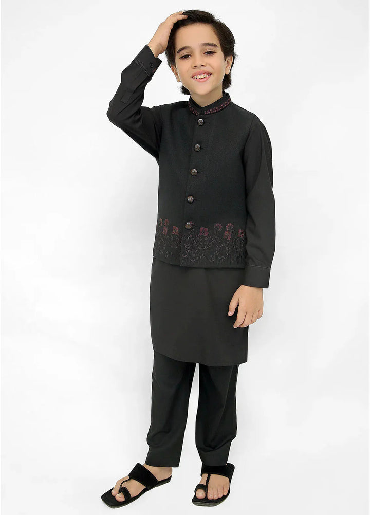 Stylish Garments Kids 3 Piece Shalwar Kameez WaistCoat Suit K-3237