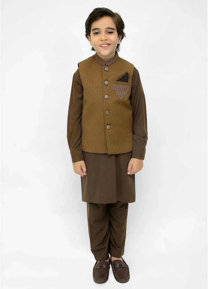Stylish Garments Kids 3 Piece Shalwar Kameez WaistCoat Suit K-3238